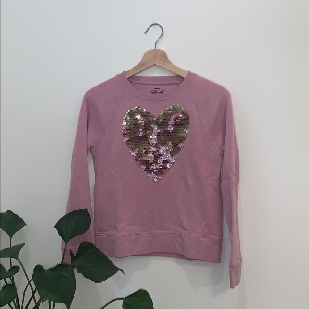 Crewcuts purple sweatshirt sequins heart sz 14